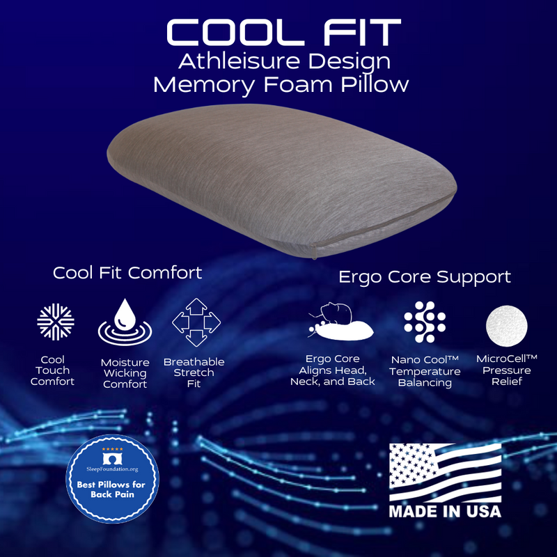 Cool Fit Memory Foam Pillow (4 Color Options)